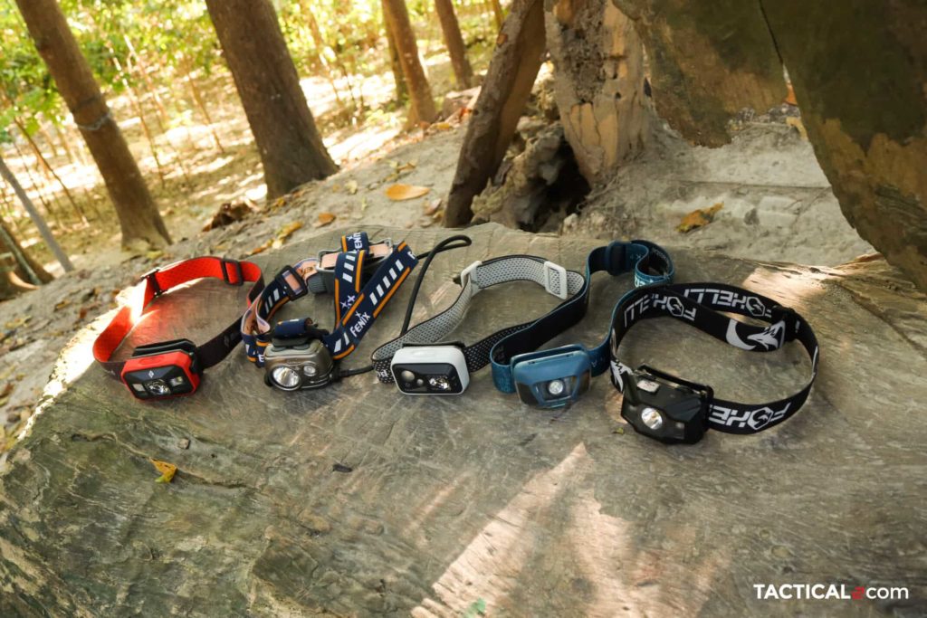 a group of headlamps