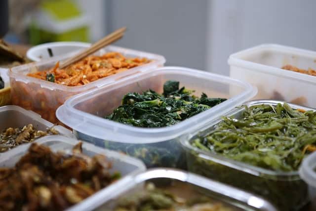different kinds of food in containers