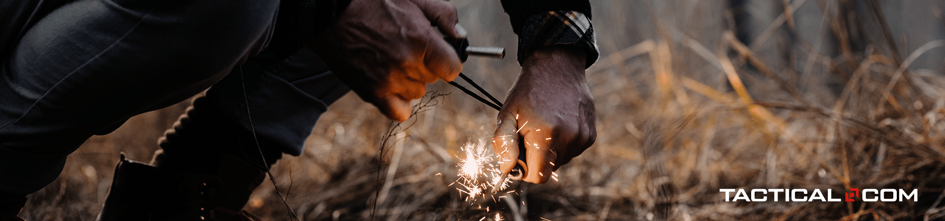 person using a fire starter