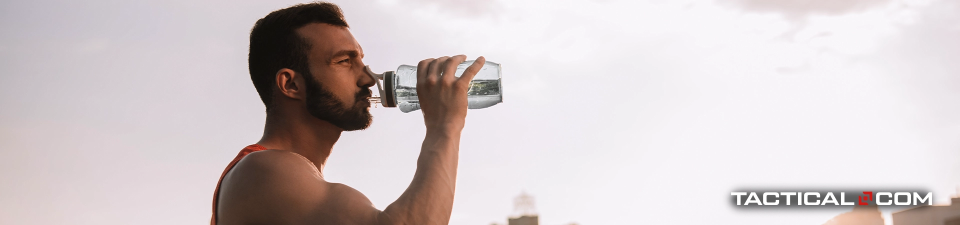 man drinking water