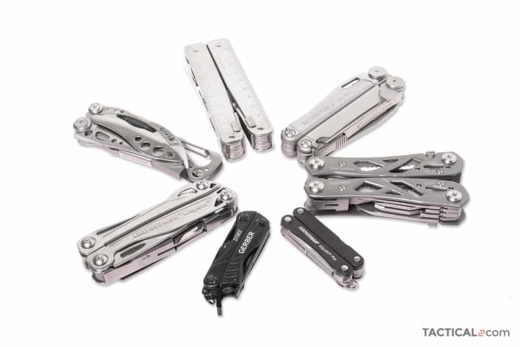 Folding multitools arranged in a circle