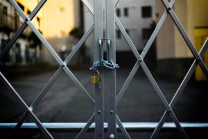 gate secured with a padlock