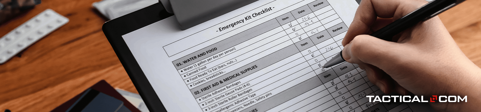 person ticking off items on women's edc checklist