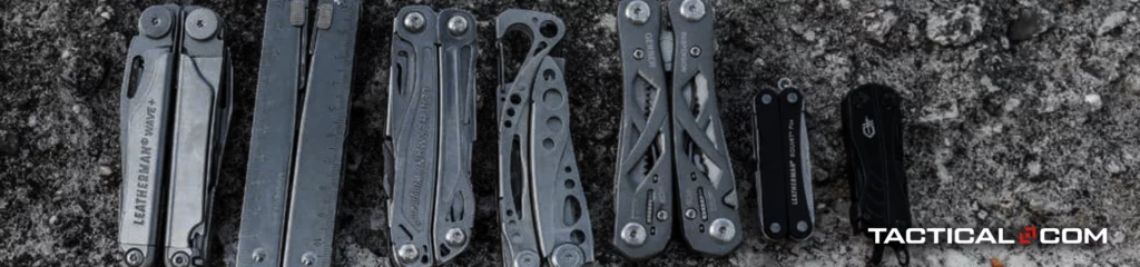 different multitools in a row