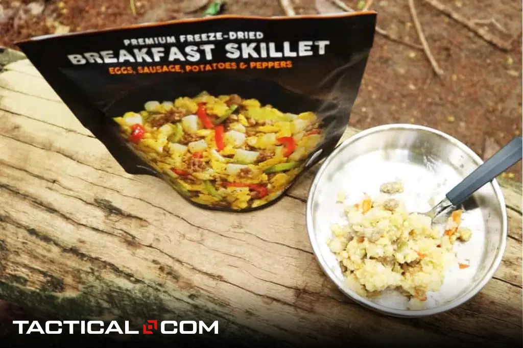 a packet of breakfast skillet freeze dried food